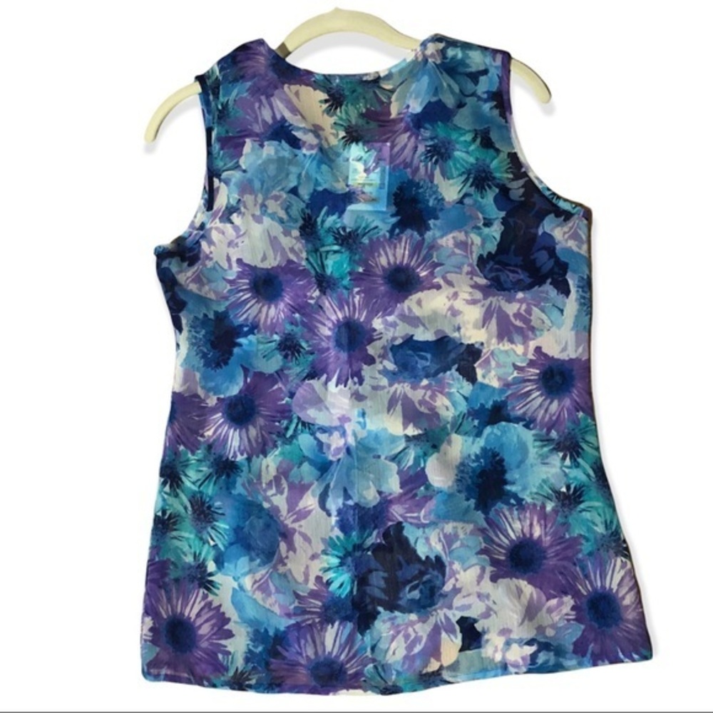 eric Signature women’s floral Sleeveless and flared neck sheer Sz S - Picture 3 of 8